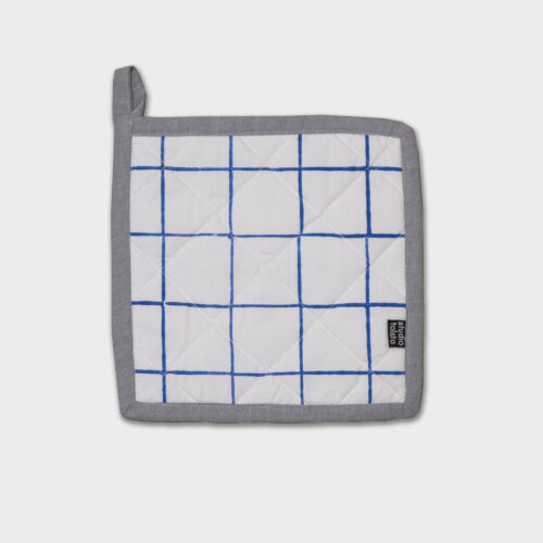 Lines and Dashes Pot Mat - Blue/Black